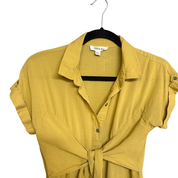 Fashion on Earth Natural Fiber Blend Mustard Yellow Dress - Picture 3 of 7